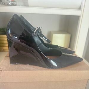 Maeve Mary Jane Wedge Heel in Black Patent (The Sibley)